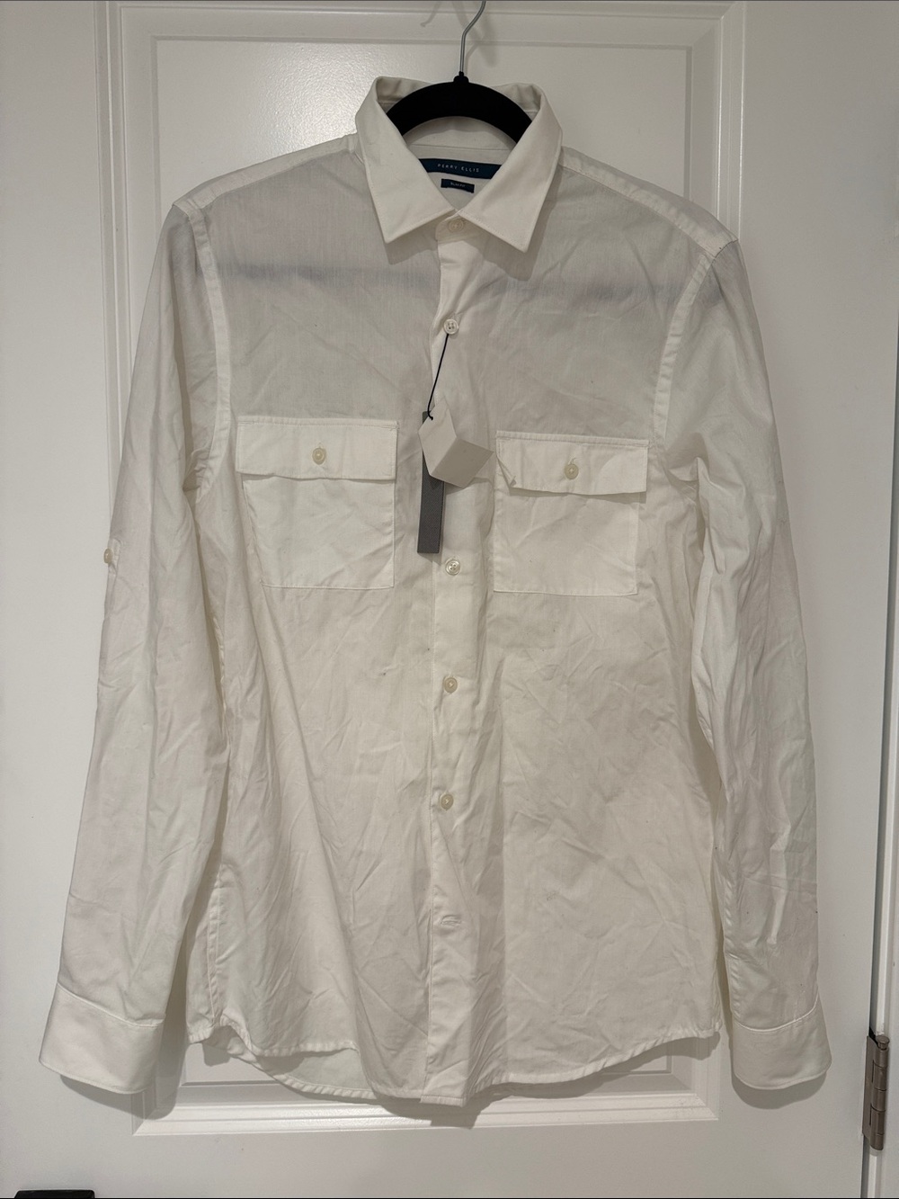 Perry Ellis Slim Fit Two Pocket Detail Button Down Shirt